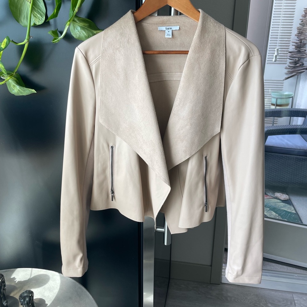Bar III Beige Leather Jacket